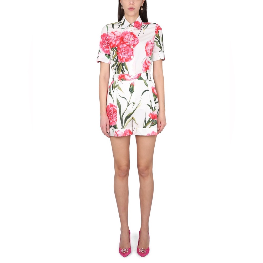 Dolce & Gabbana Carnation Print Poplin Romper
